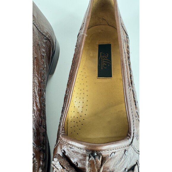 Zelli Ostrich Tassel Loafer Shoes Size US 10 Brown Leather Italy Mens main image 6
